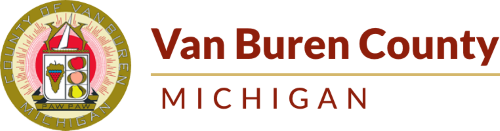 Van Buren County Michigan seal and text logo with official emblem on left side.
